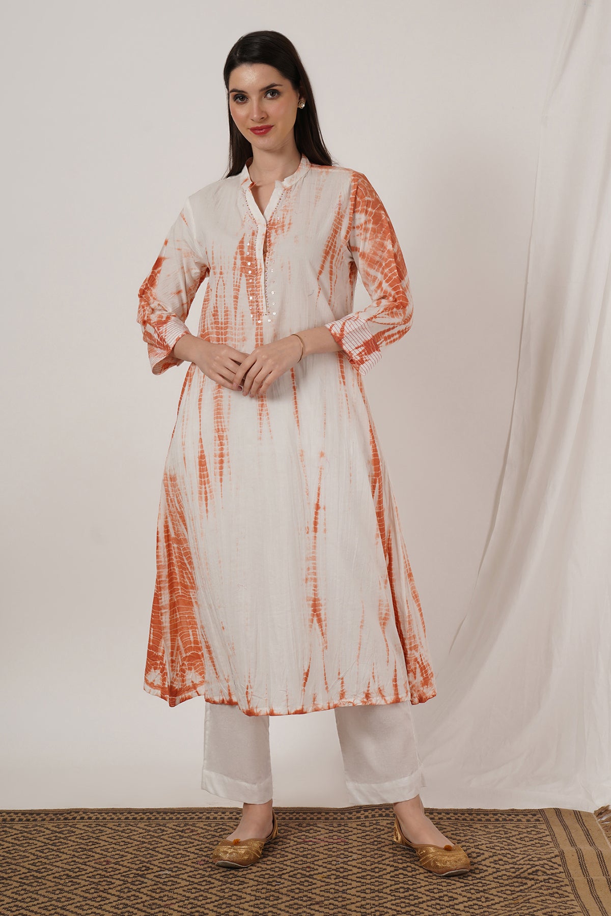 Peach Tie Dye Kurta set of 2