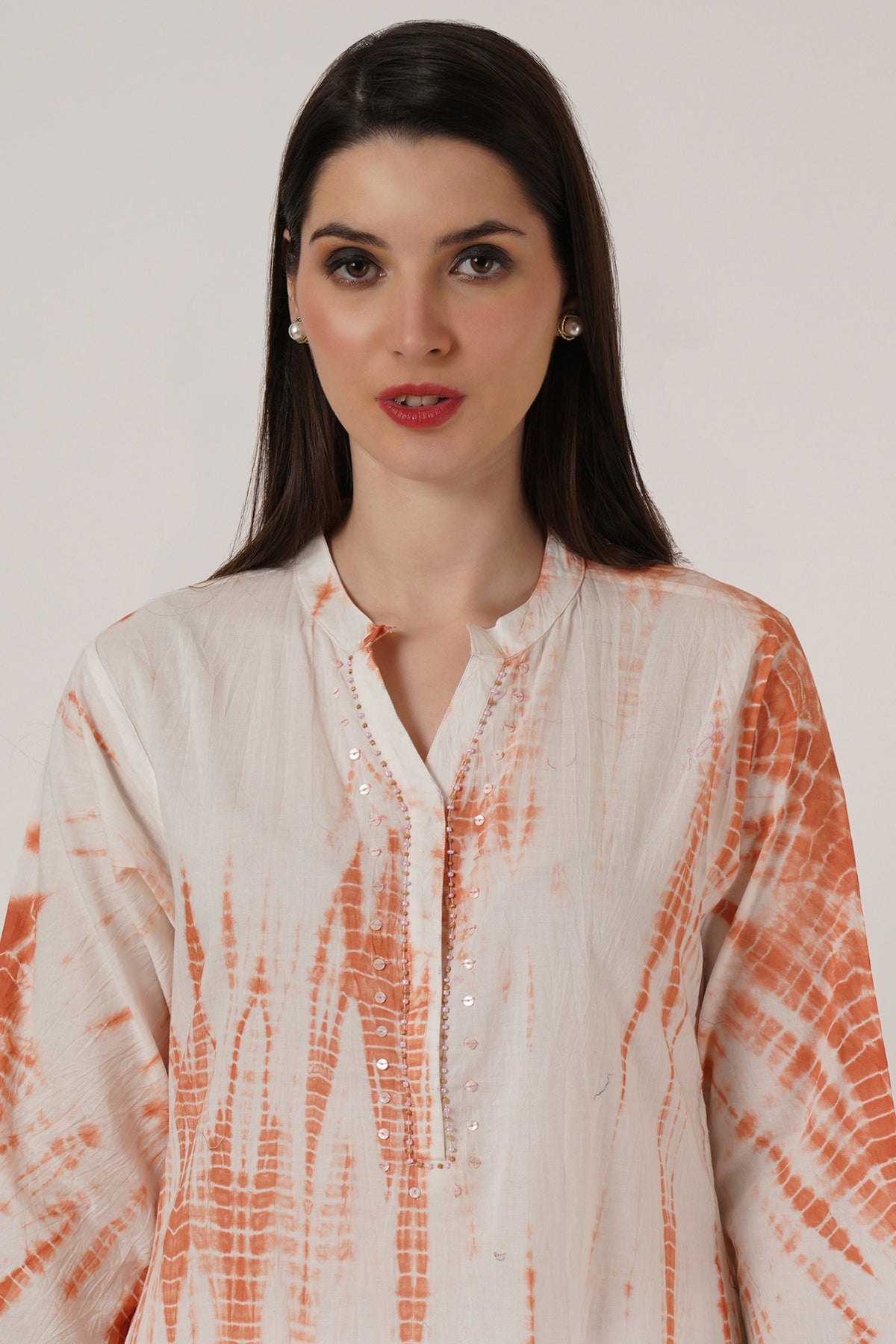 Peach Tie Dye Kurta set of 2
