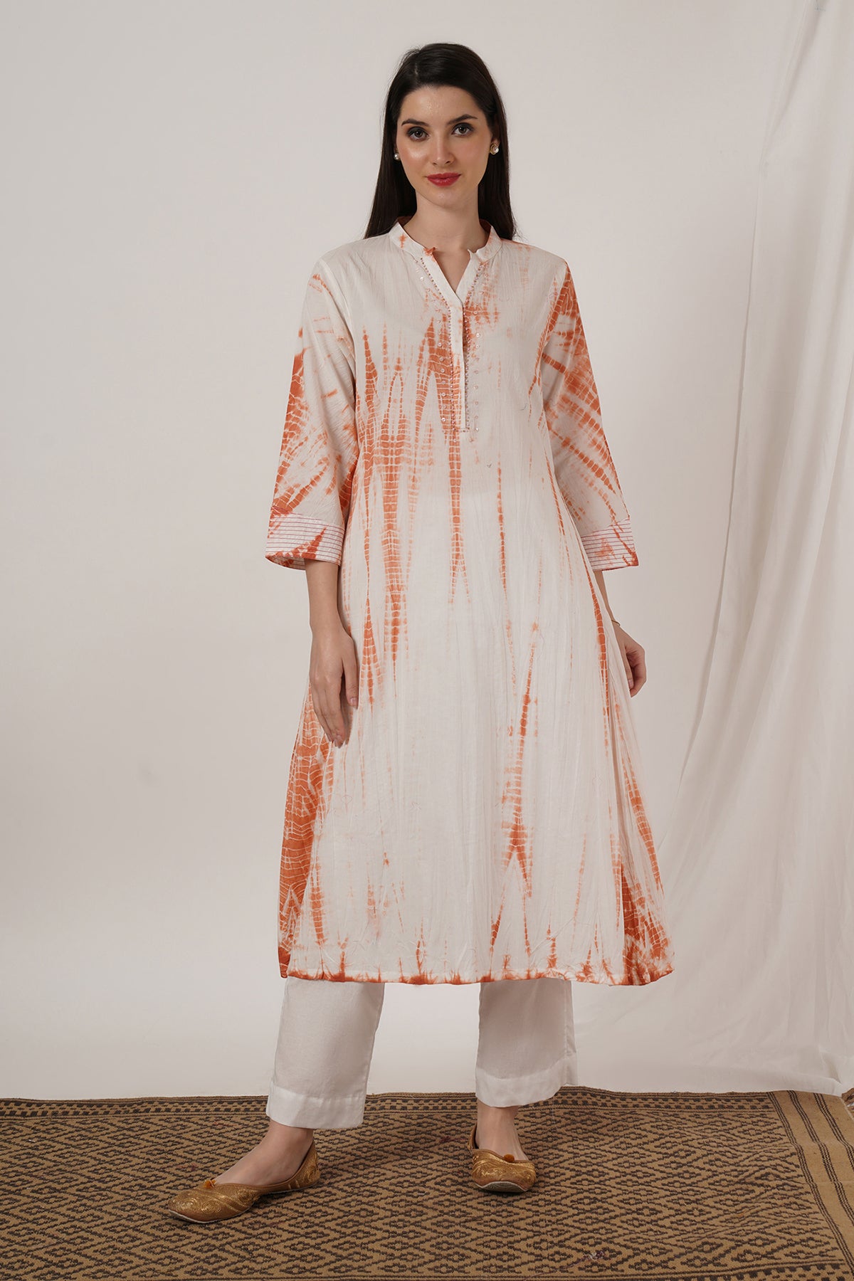 Peach Tie Dye Kurta set of 2