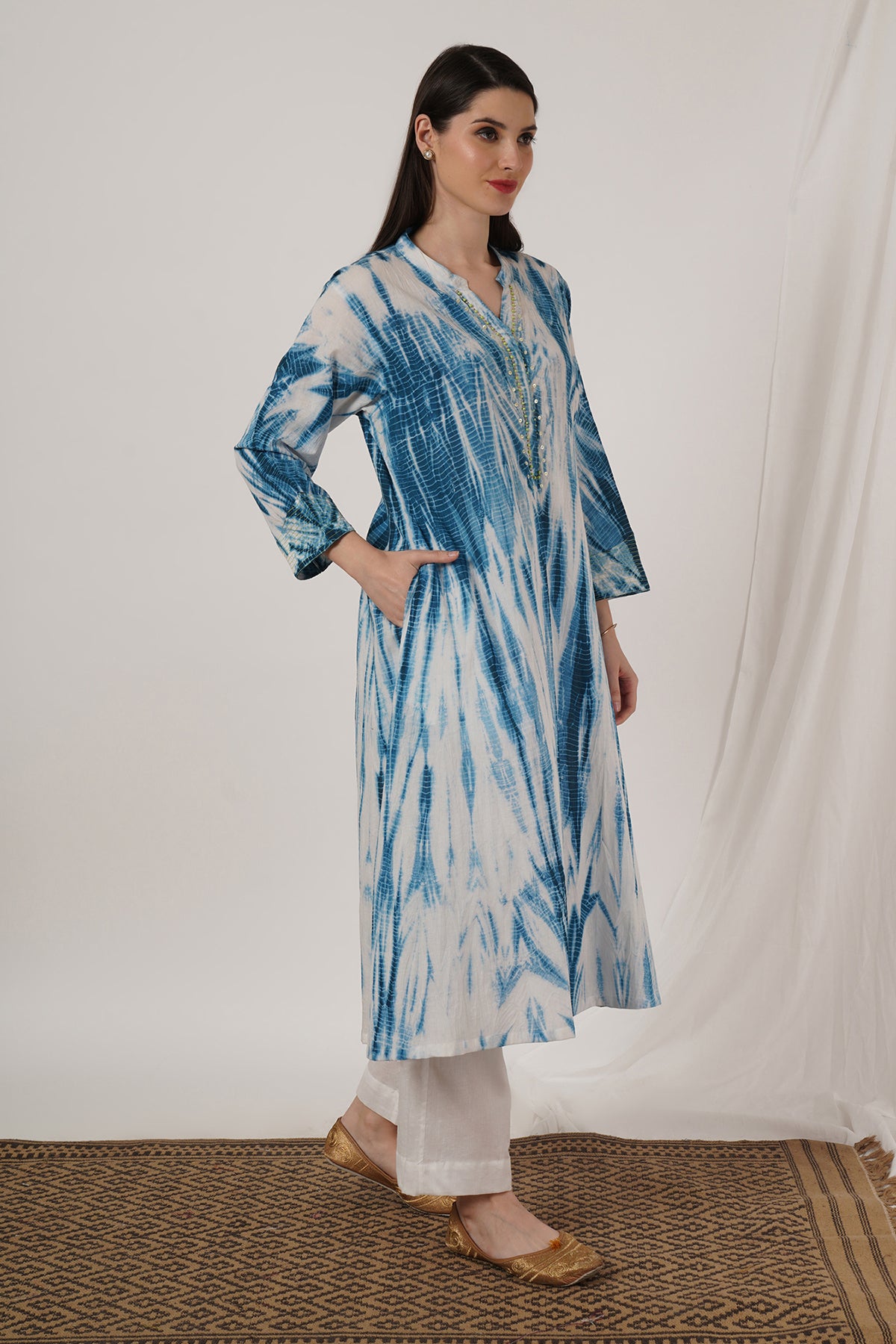 Indigo Blue Tie Dye Kurta Set of 2