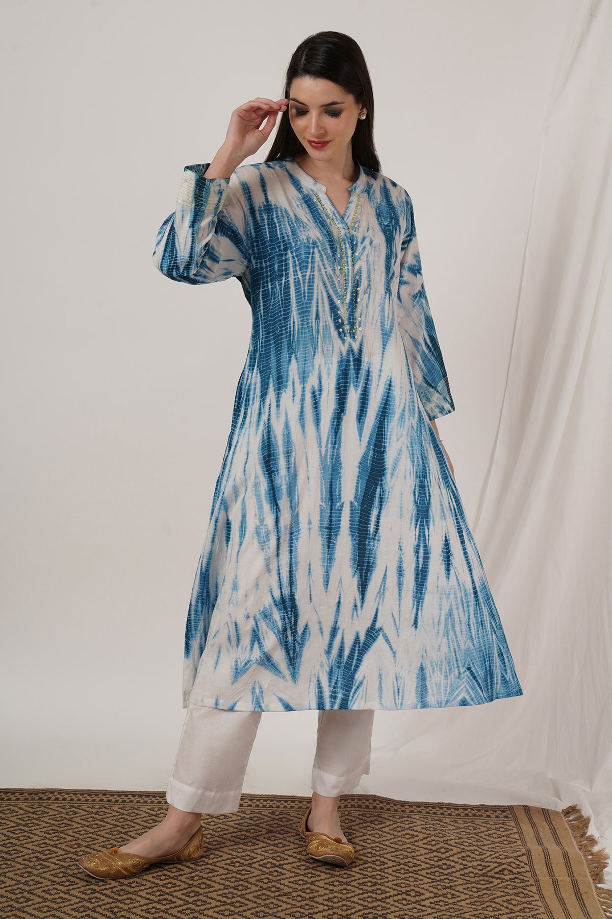 Indigo Blue Tie Dye Kurta Set of 2