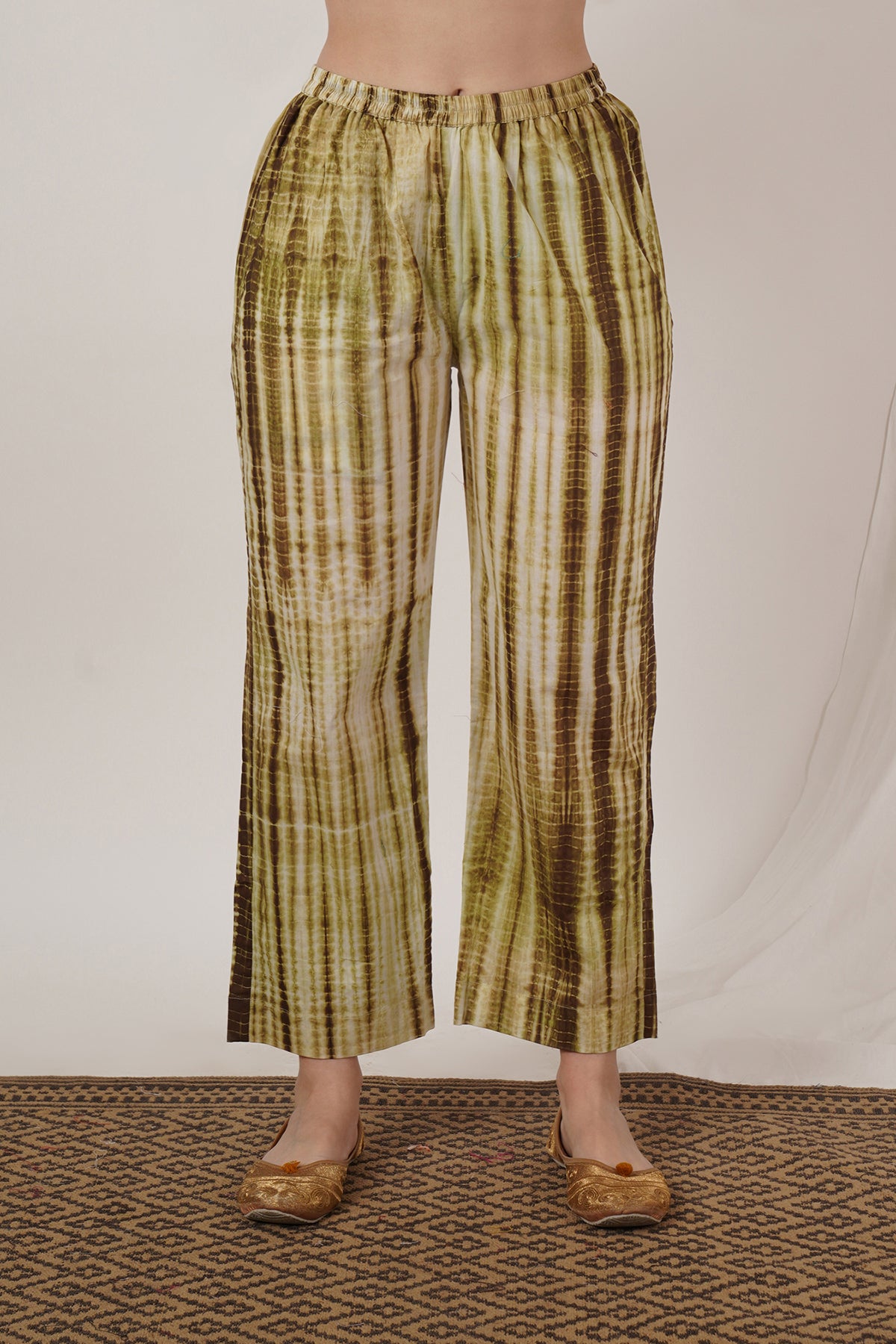 Brown Tie Dye Pant Kaftan Kurta Set of 2