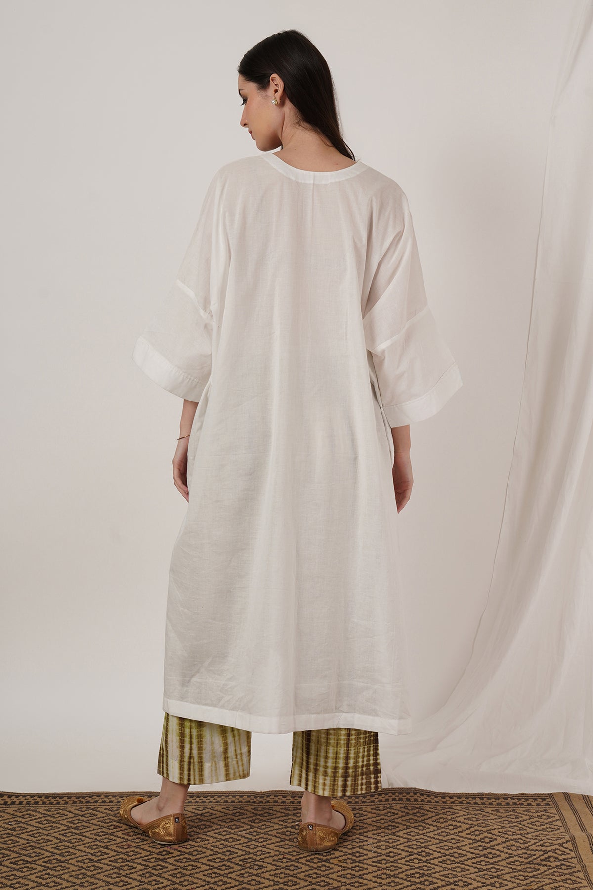 Brown Tie Dye Pant Kaftan Kurta Set of 2