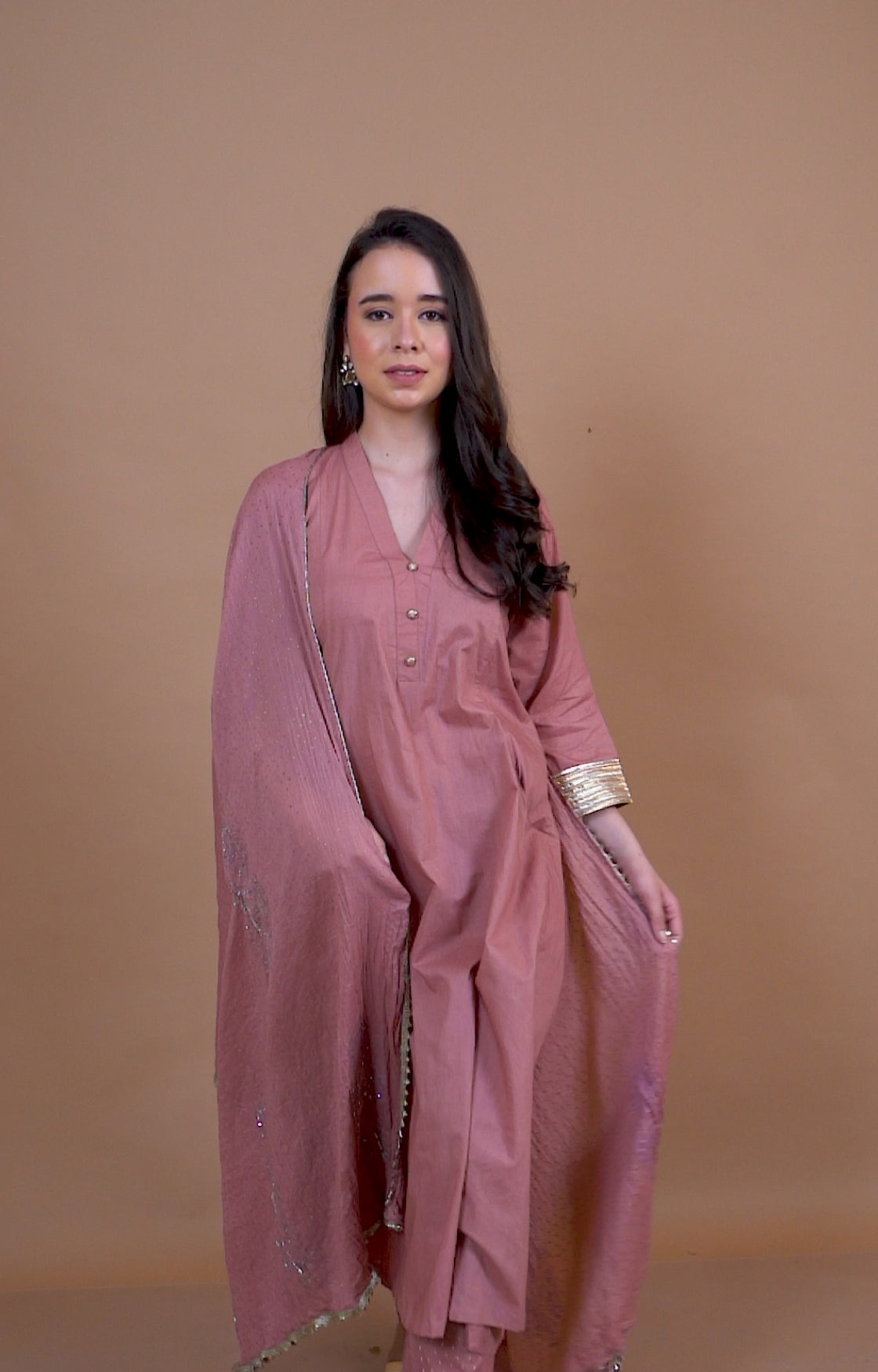Rose Pink Gota Kurta Set Of 3